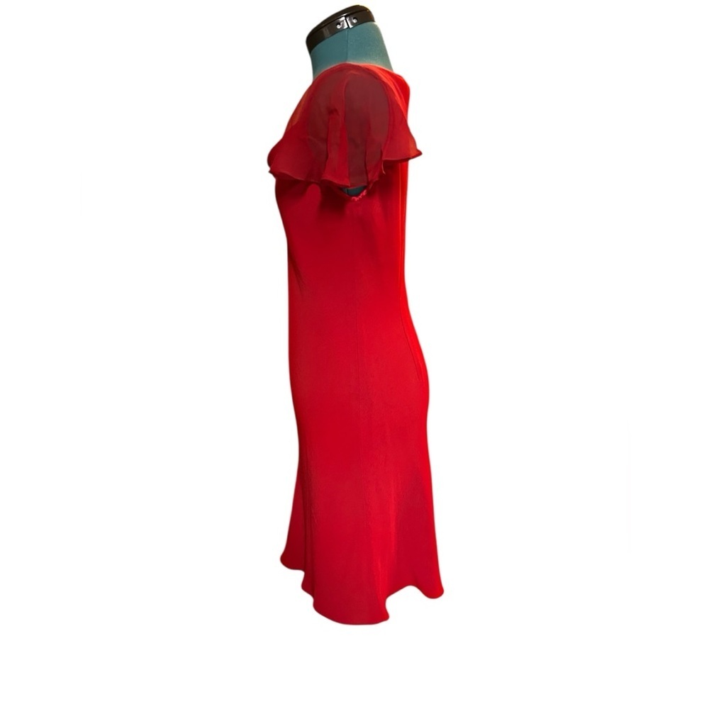 NWT Silk Trim Dress Jones New York Red 1990s Size 6 Sheath - Picture 3 of 12